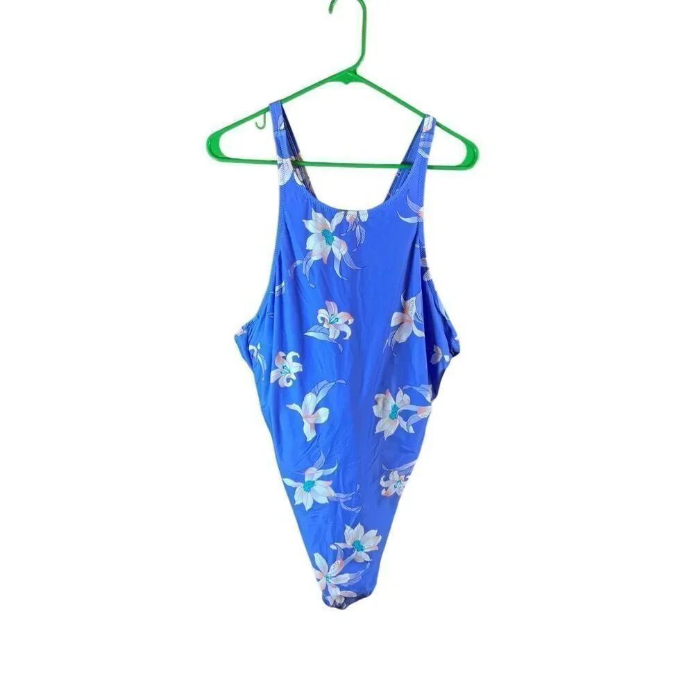 Sonsie By Gracing Swim Suite One-Piece Floral periwinkle With Underwire 24W